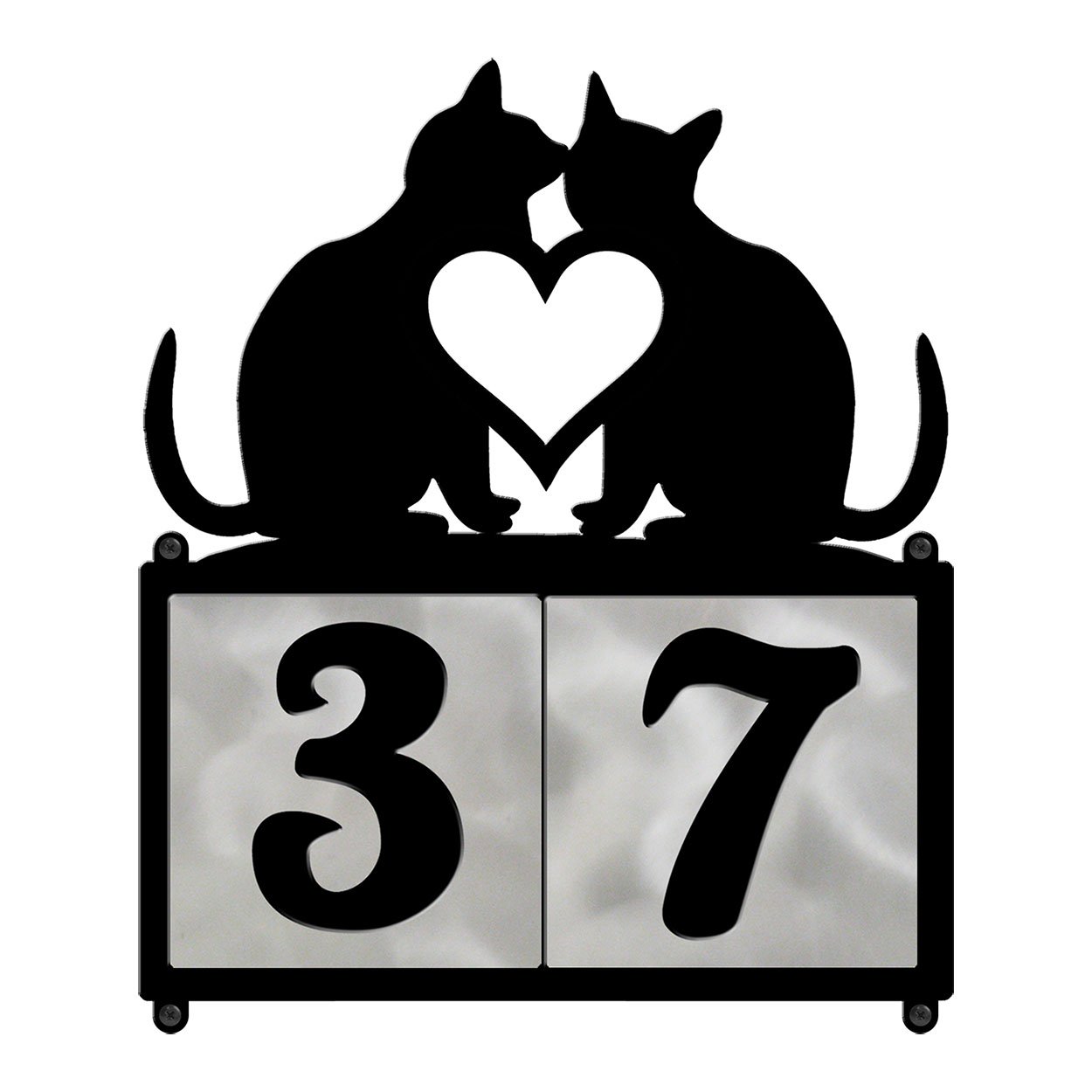 609202 - Love Cats 2-Digit Horizontal 6in Tile House Numbers