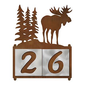 609212 - XL Moose in the Woods Design 2-Digit Horizontal 6in Tile Outdoor House Numbers