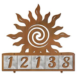 609225 - XL Spiral Sunset Design 5-Digit Horizontal 6in Tile Outdoor House Numbers