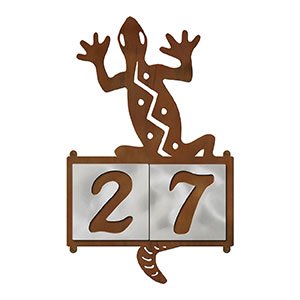 609232 - XL S-Shaped Southwest Lizard Design 2-Digit Horizontal 6in Tile Outdoor House Numbers