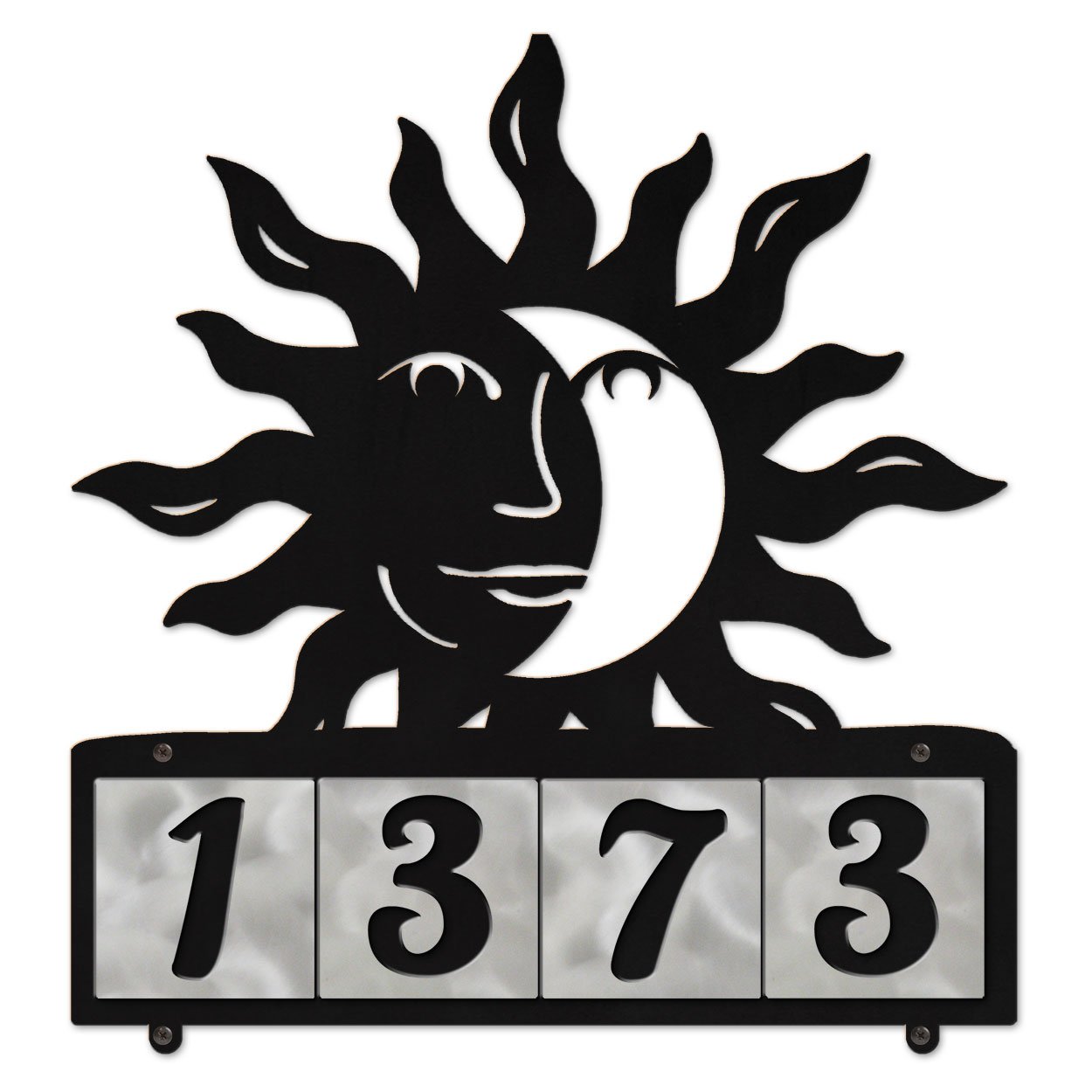 609244 - Eclipse Sun Face 4-Digit Horizontal 6in Tile House Numbers