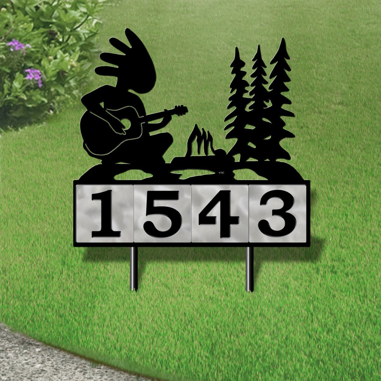 610124 - Camping Kokopelli 4-Digit Horizontal 6in Tiles Yard Sign