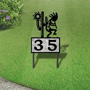 610152 - Kokopelli Desert Scene Design 2-Digit Horizontal 6-inch Tile Outdoor House Numbers Yard Sign