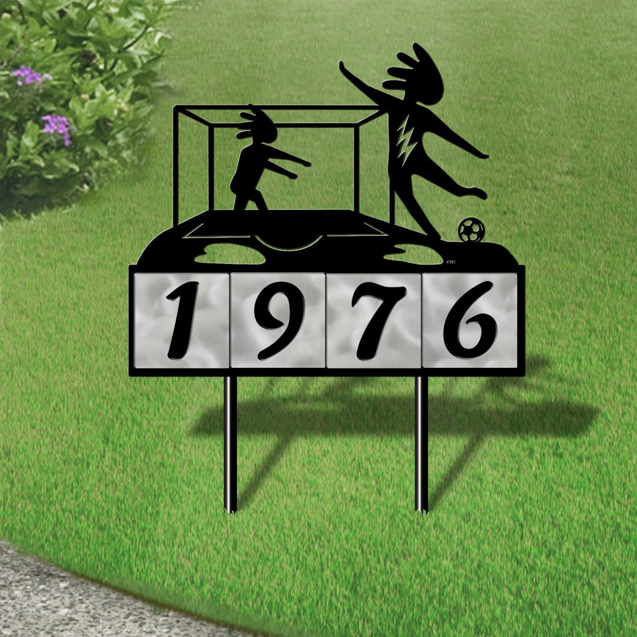 610194 - Kokopelli Soccer 2 4-Digit Horizontal 6in Tiles Yard Sign