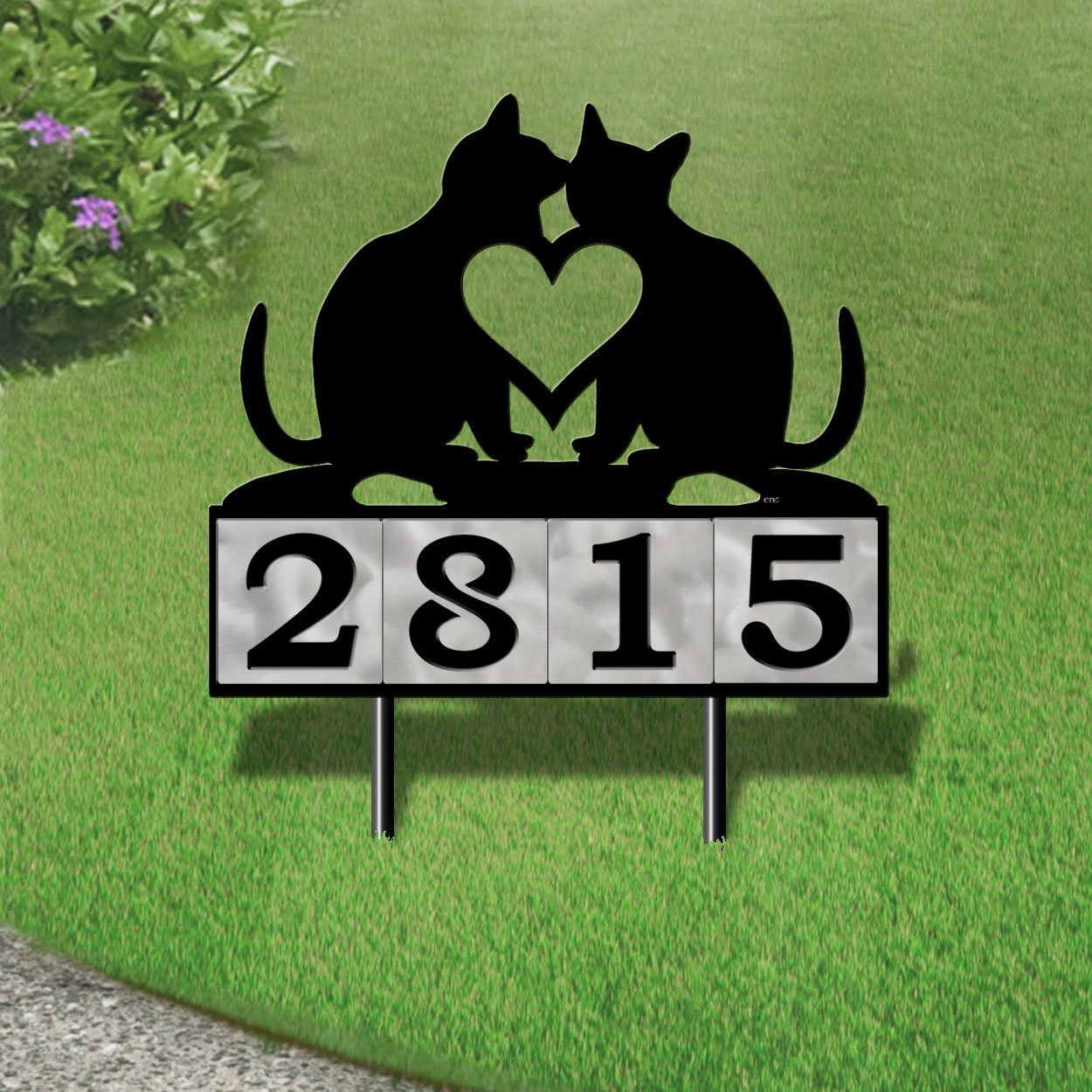610204 - Love Cats 4-Digit Horizontal 6in Tiles Yard Sign