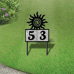 610222 - Spiral Sunset Design 2-Digit Horizontal 6-inch Tile Outdoor House Numbers Yard Sign