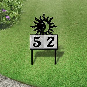610242 - Happy Sun-Moon Design 2-Digit Horizontal 6-inch Tile Outdoor House Numbers Yard Sign