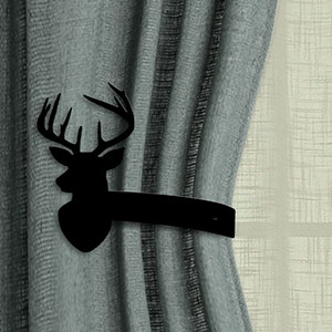 614513 - Lodge Theme Drapery Tie Back Hook - Deer Bust Design