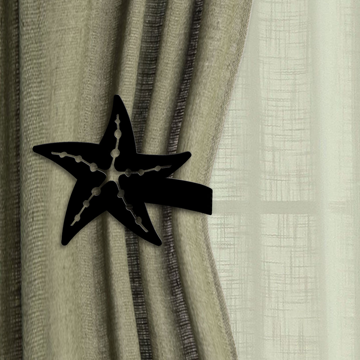 614532 - Drapery Tie Back Hook - Starfish - Choose L or R and Color