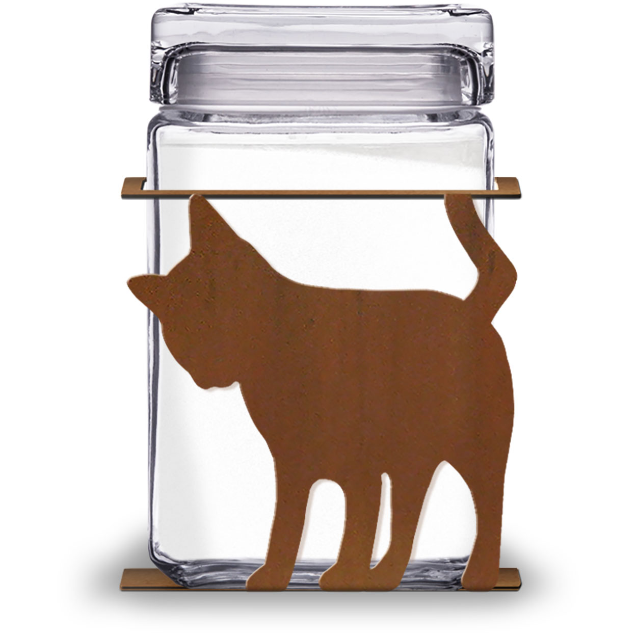 620012R - Curious Cat 1.5-Quart Glass and Rusted Metal Canister