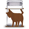 620012R - Curious Cat 1.5-Quart Glass and Metal Kitchen Canister in Rust Patina