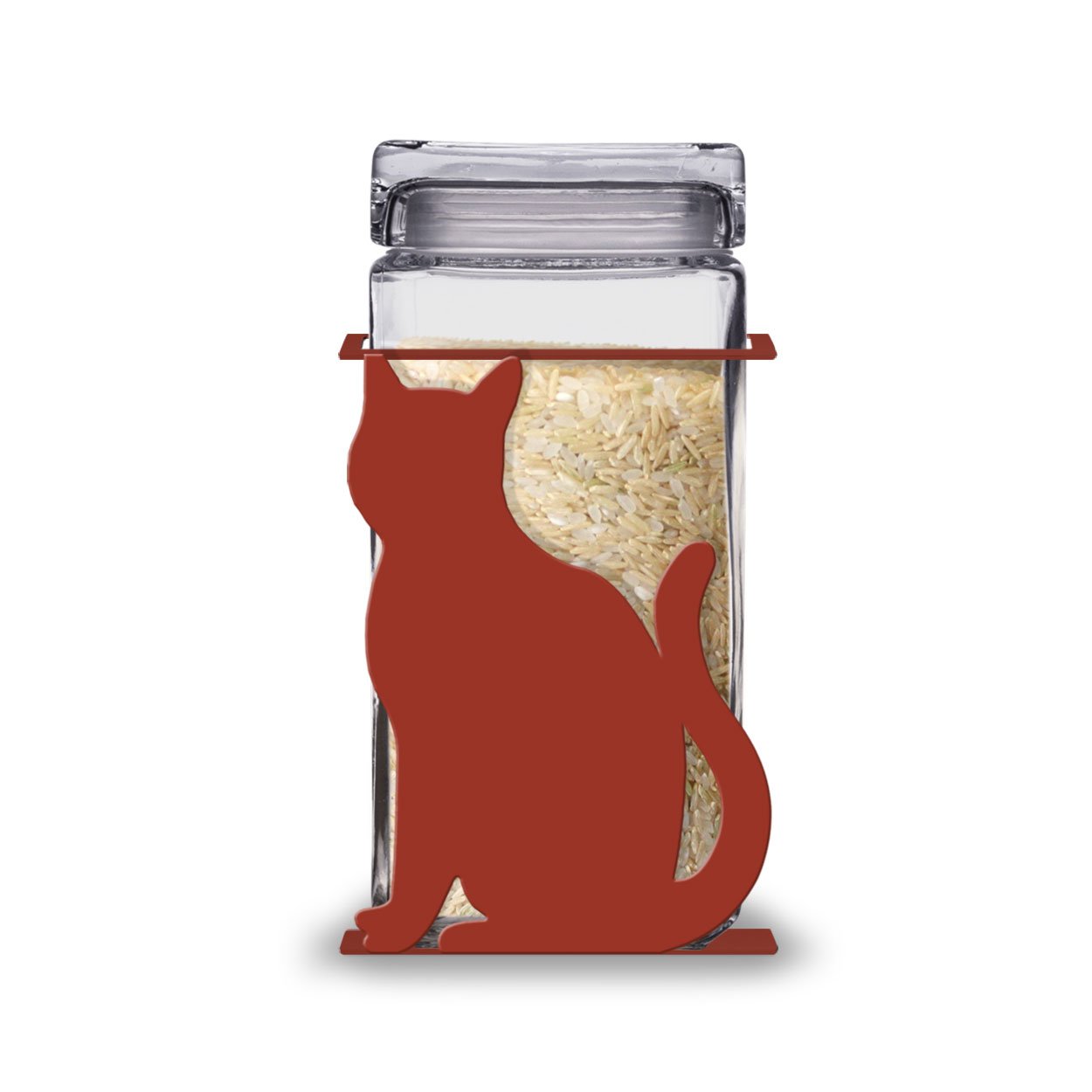 620013 - Sitting Cat 2-Quart Glass and Metal Canister - Choose Color