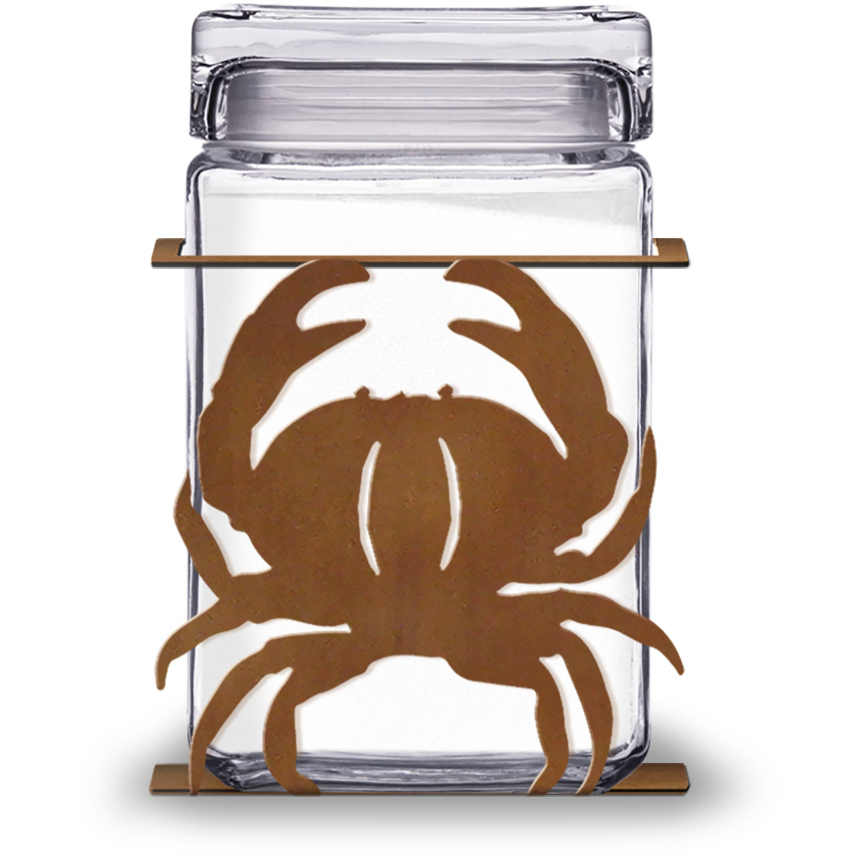 620022R - Crab 1.5-Quart Glass and Metal Canister in Rust Patina