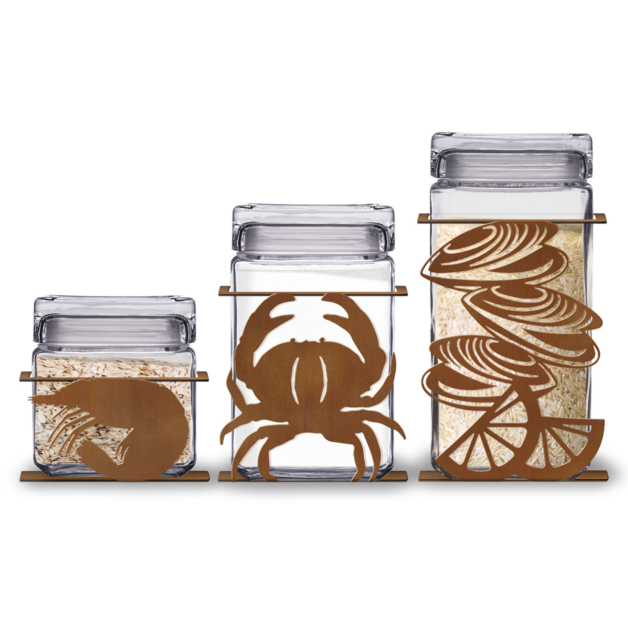 620027R - Clambake 3-Piece Kitchen Canister Set in Rust Patina