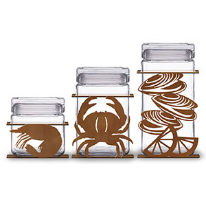 620027R - Clambake 3-Piece Kitchen Canister Set in Rust Patina