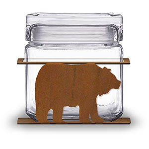 620031R - Bear 1-Quart Glass and Metal Canister in Rust Patina
