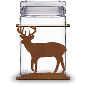 620032R - Deer 1.5-Quart Glass and Metal Canister in Rust Patina