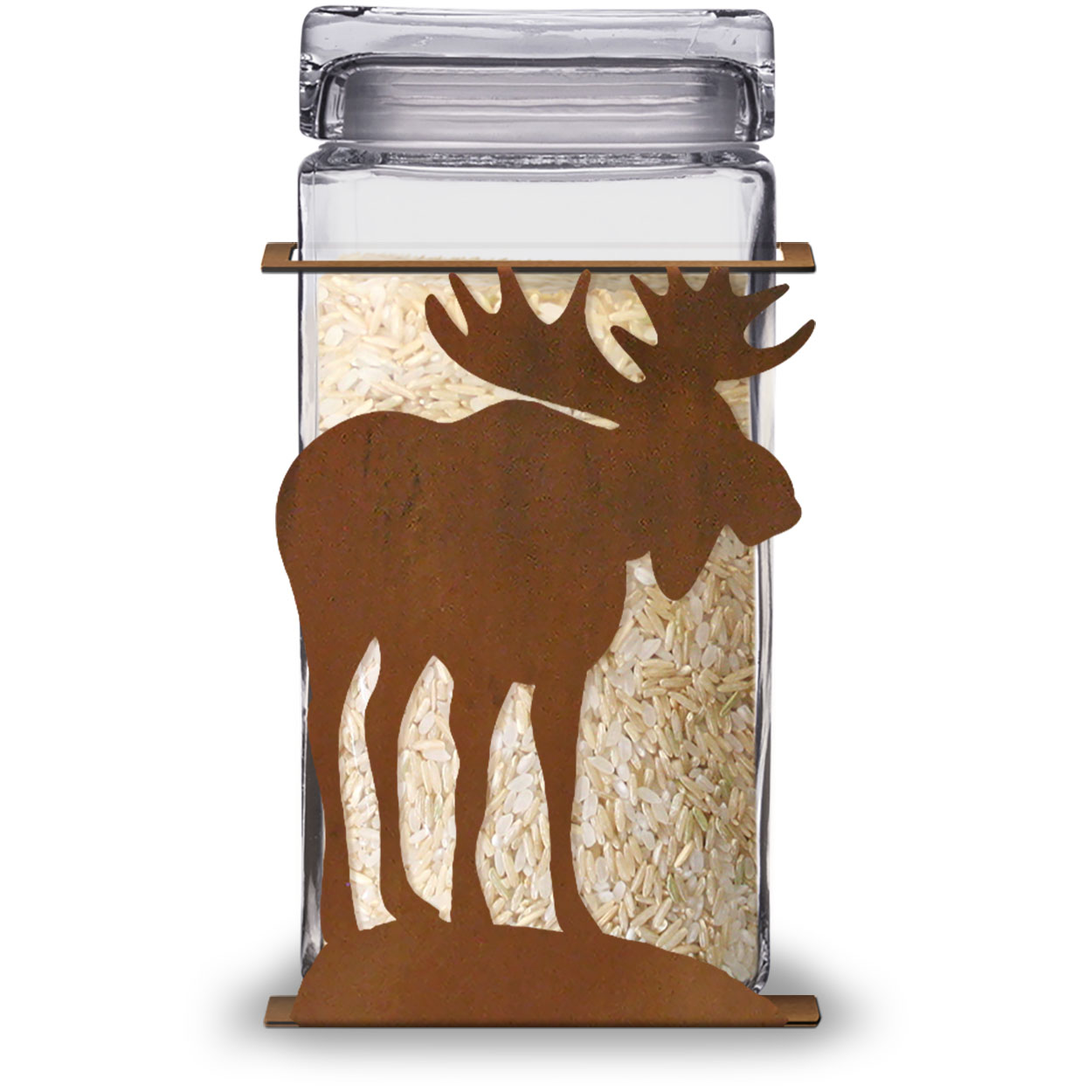 620033R - Moose 2-Quart Glass and Metal Canister in Rust Patina