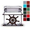620041 - Ship's Wheel 1-Quart Glass and Metal Kitchen Canister - Choose Color
