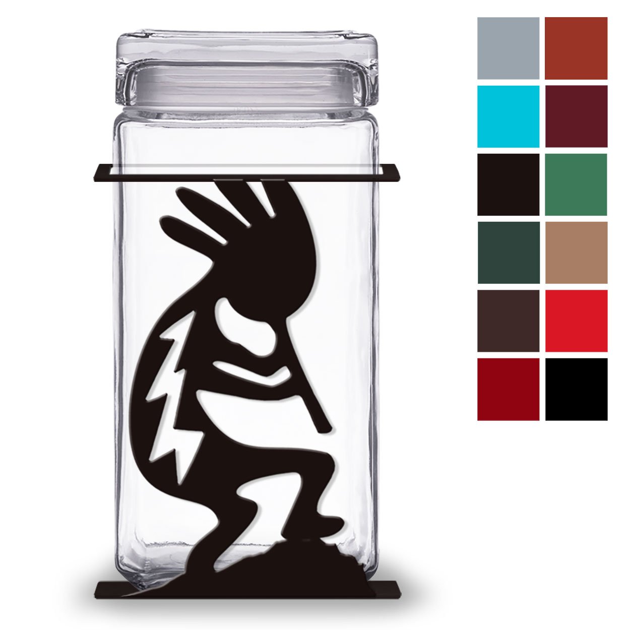 620053 - Kokopelli 2-Quart Glass and Metal Kitchen Canister - Choose Color