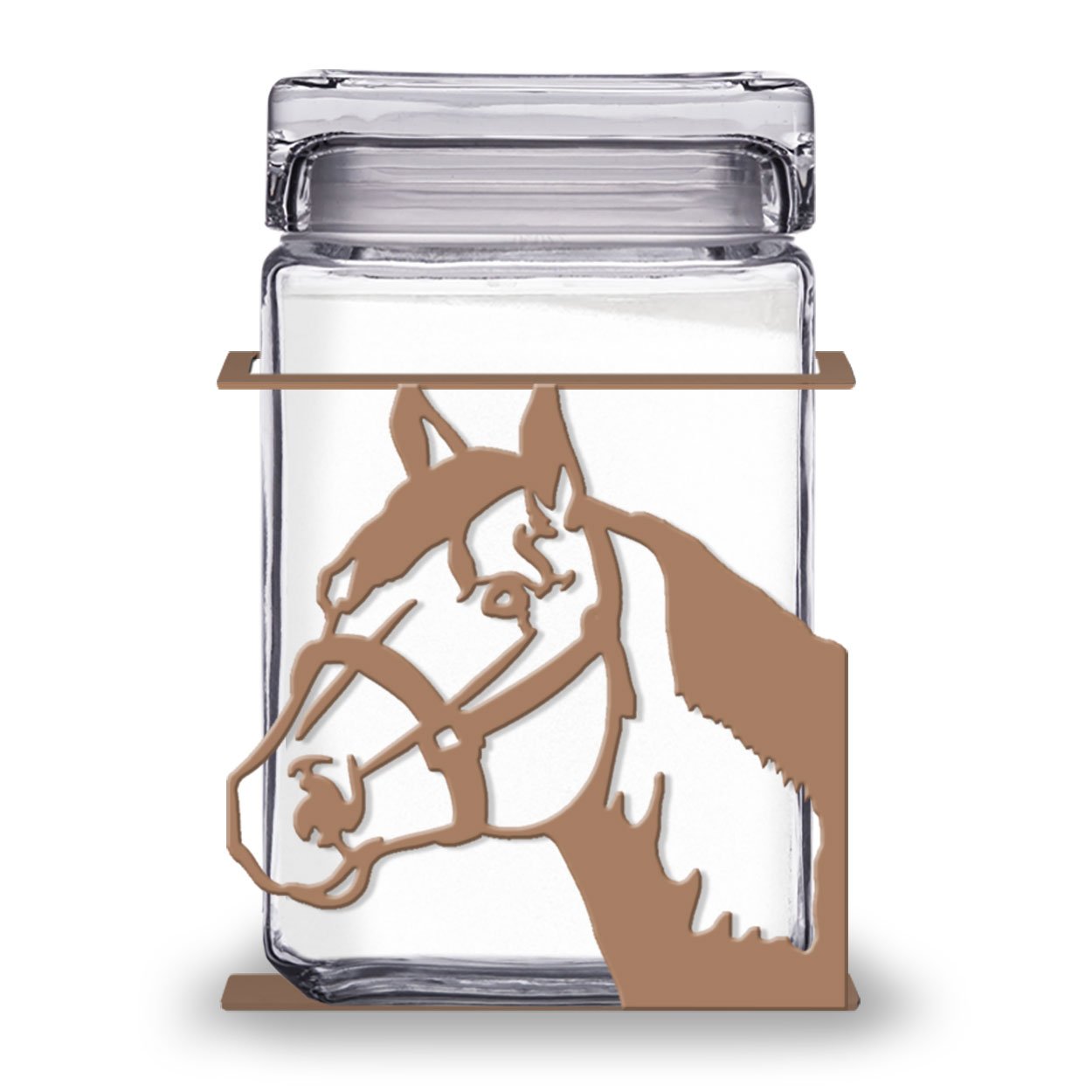 620062 - Horse 1.5-Quart Glass and Metal Canister - Choose Color