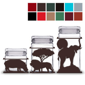 Safari Animals 3-Piece Kitchen Canister Set in Rust Patina