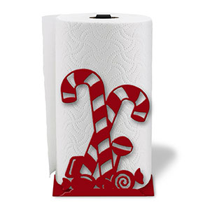 621065 - Holiday Theme Candy Canes Design Metal Paper Towel Holder