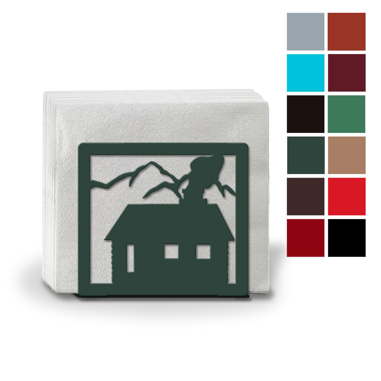 621104 - Cabin and Trees Metal Napkin or Letter Holder - Choose Color
