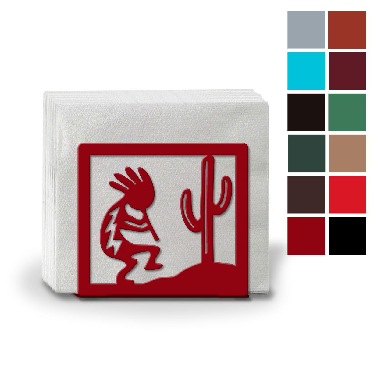 621114 - Kokopelli and Cactus Metal Napkin or Letter Holder - Choose Color