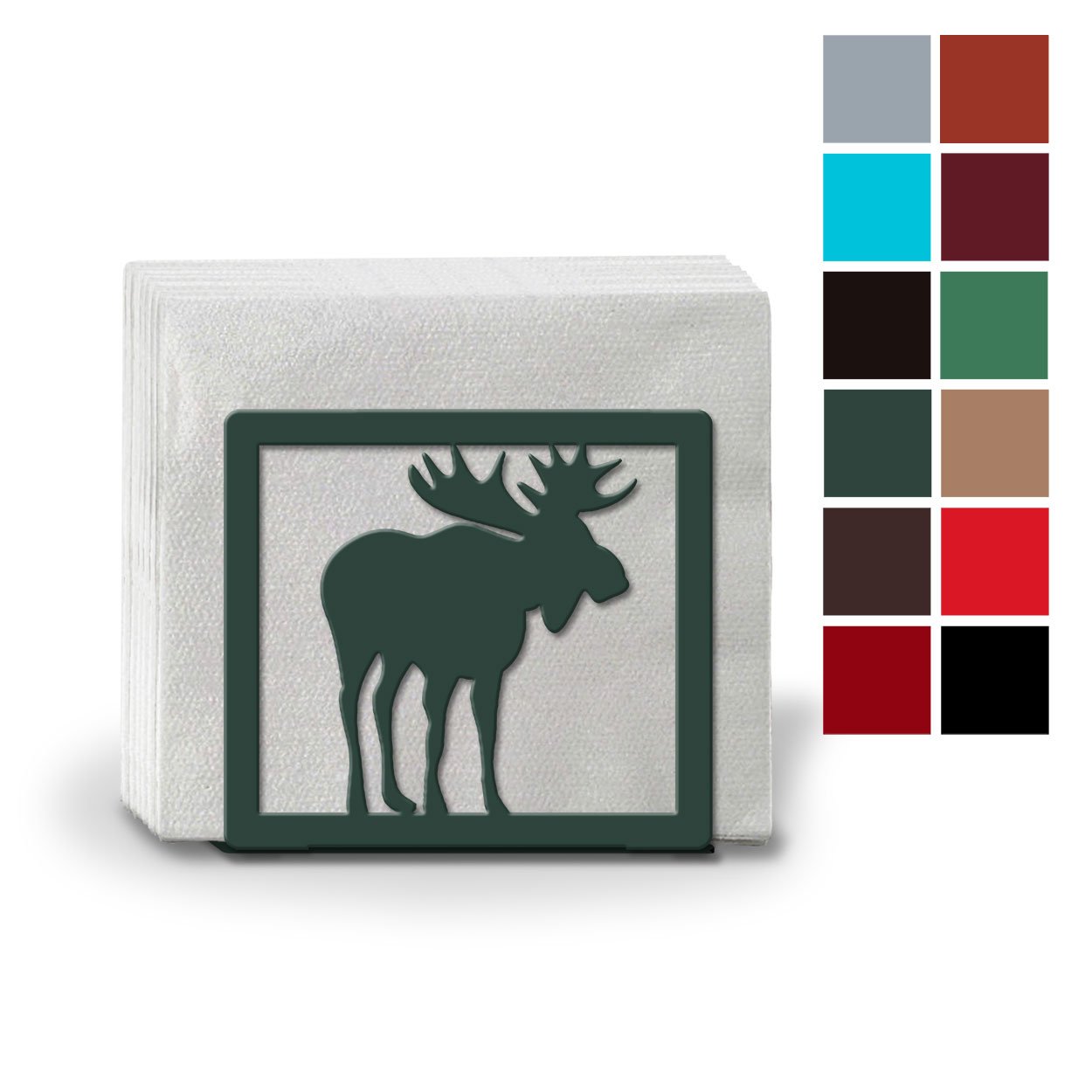 621116 - Moose and Trees Metal Napkin or Letter Holder - Choose Color
