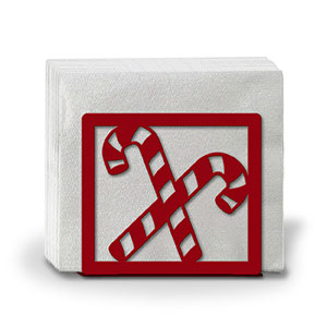 621165 - Holiday Theme Candy Canes Design Metal Napkin Holder