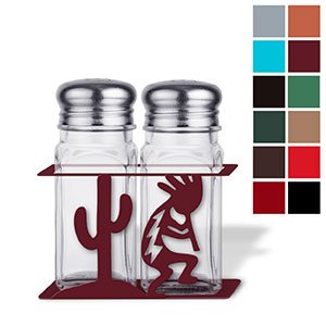 621314 - Kokopelli and Cactus Metal Salt and Pepper Set - Choose Color