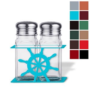 621321 - Ships Wheel Metal Salt and Pepper Shaker Set - Choose Color