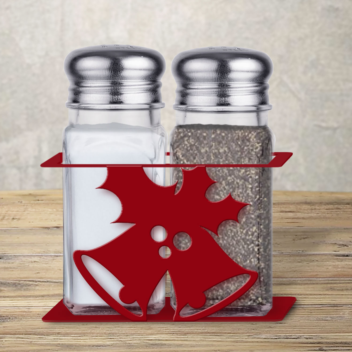 621366 - Holiday Theme Holly Bells Design Salt and Pepper Set