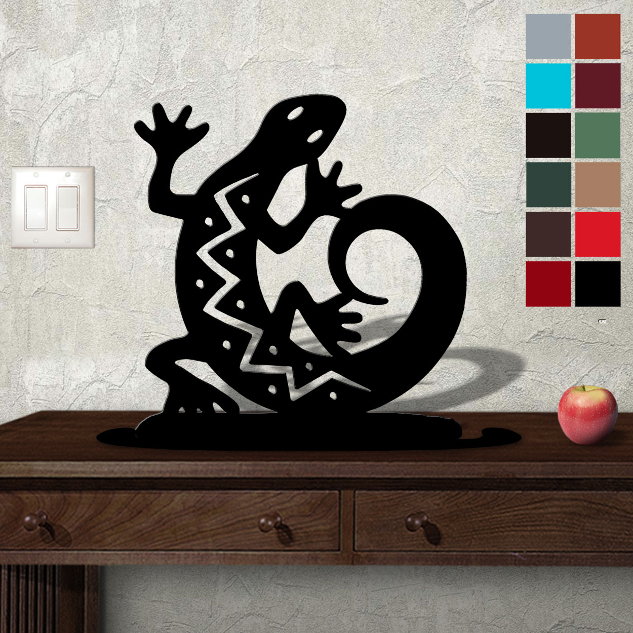 623009 - Tabletop Metal Sculpture - 18in W x 20in H - C Gecko - Choose Color