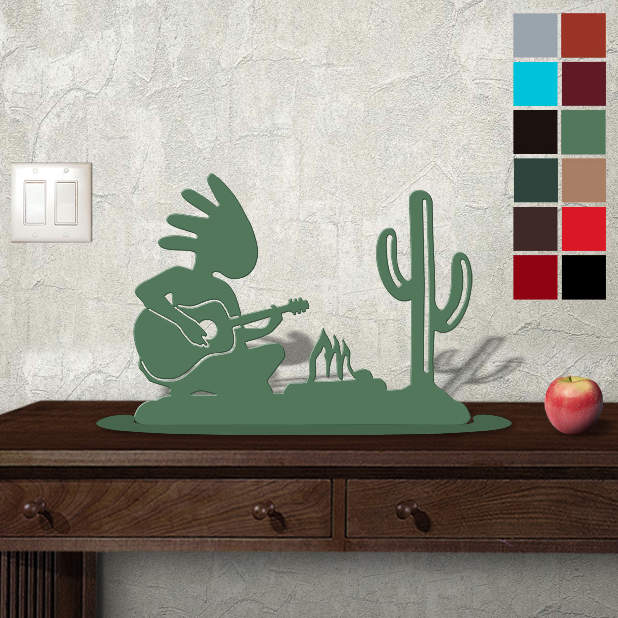 623021 - Tabletop Metal Sculpture - 20in W x 15in H - Cactus Camper - Choose Color
