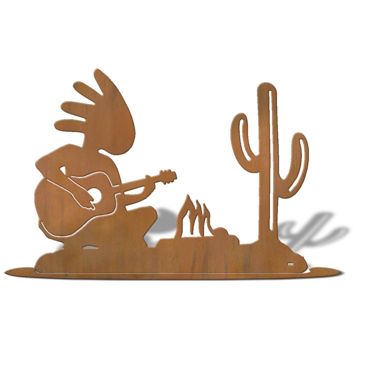 623021r - Tabletop Art - 20in x 15in - Cactus Camper - Rust Patina