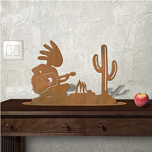 623021r - Tabletop Art - 20in x 15in - Cactus Camper - Rust Patina