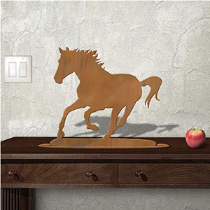 623037r - Tabletop Art - 20in x 18in - Horse - Rust Patina