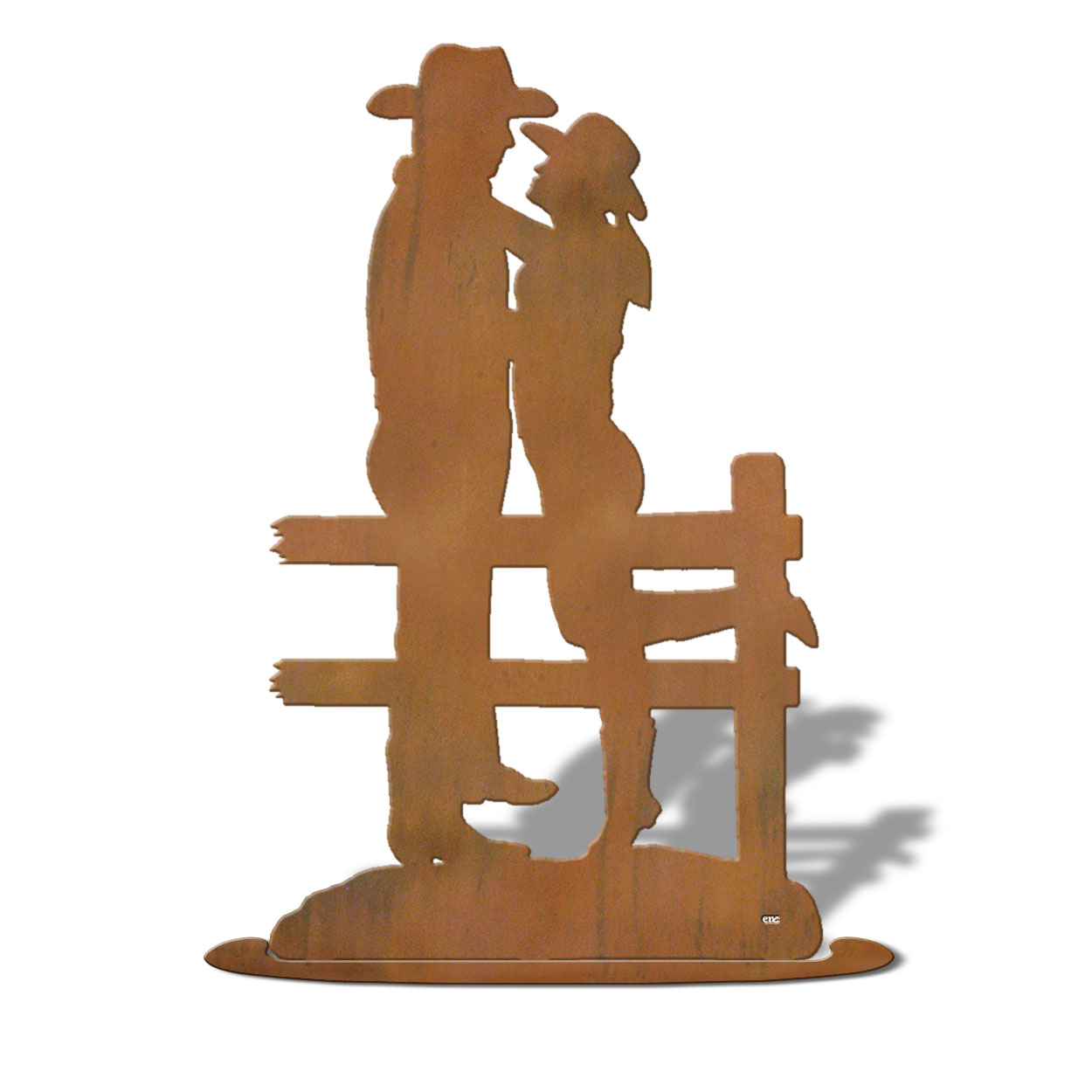623404r - Tabletop Art - 11in x 18in - Cowboy Lovers - Rust Patina