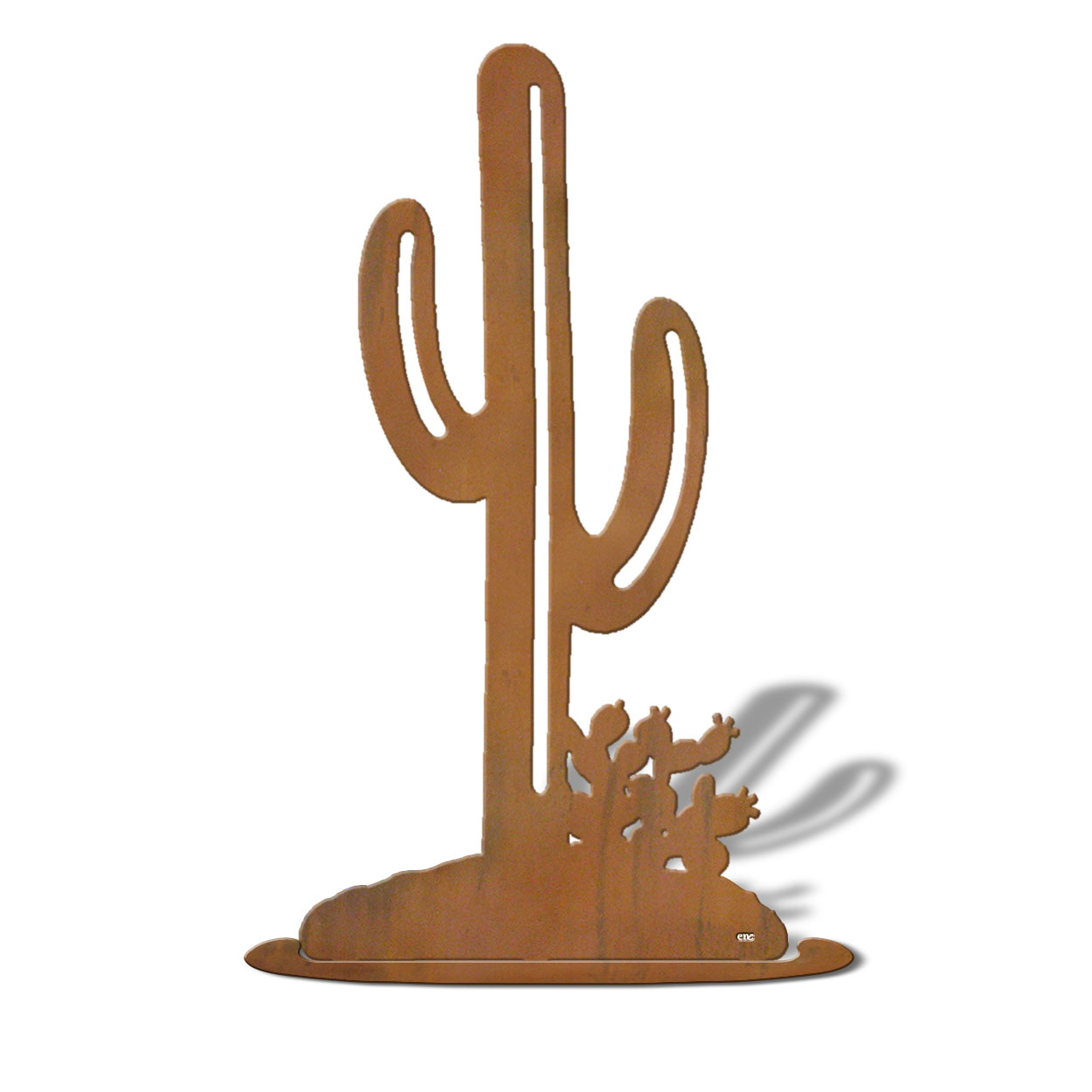 623408r - Tabletop Art - 10in x 18in - Cactus - Rust Patina