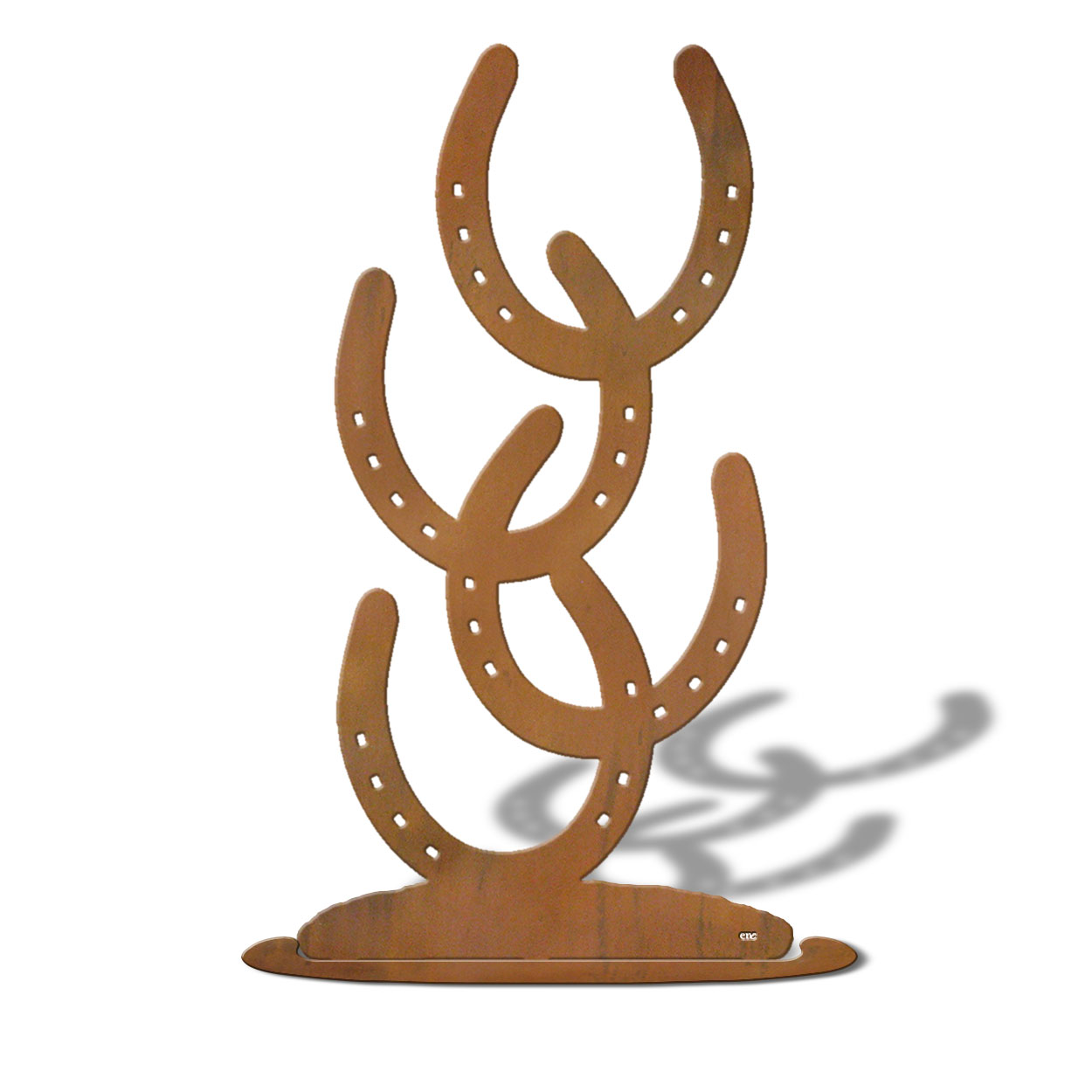 623411r - Tabletop Art - 10in x 18in - Horseshoes - Rust Patina