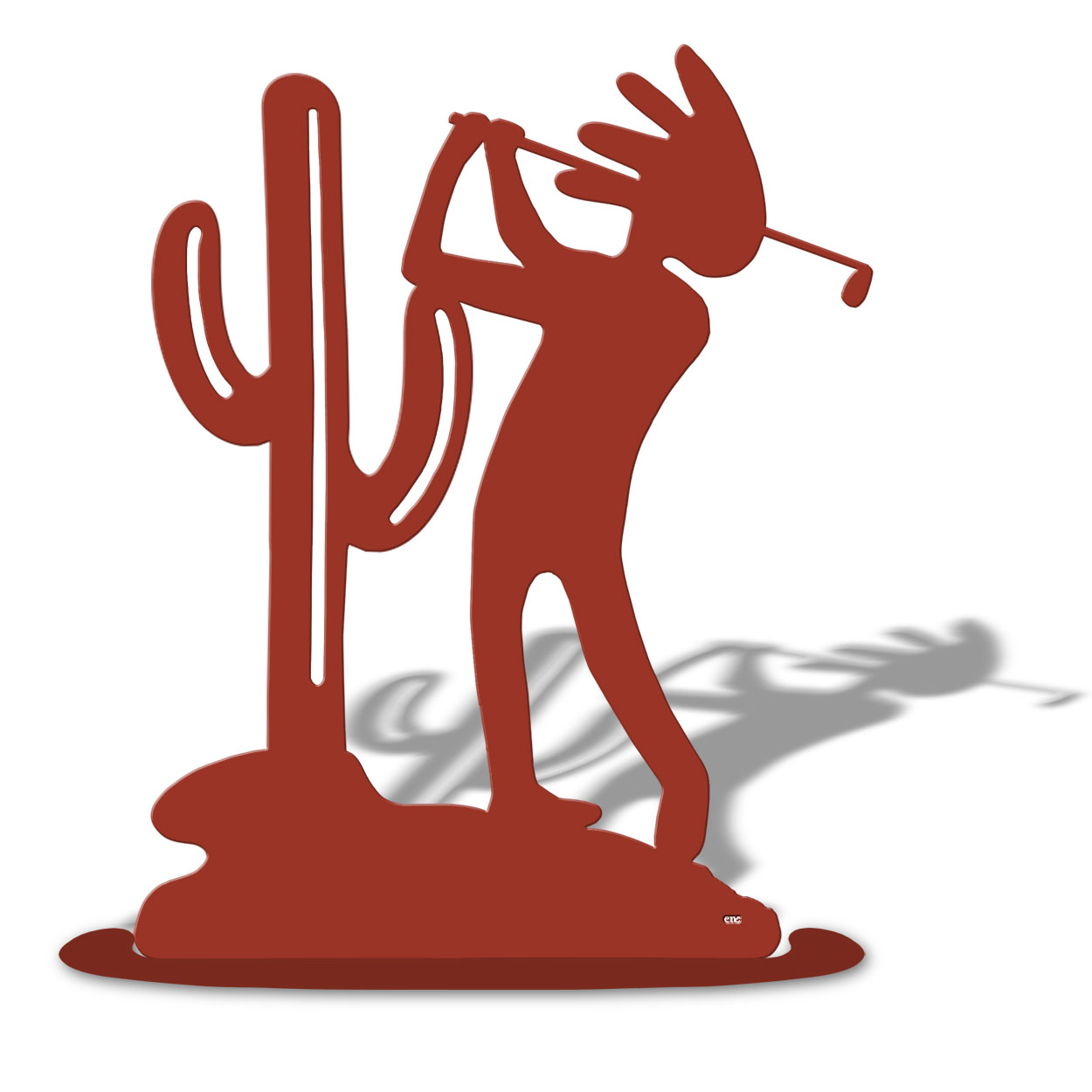 623415 - Tabletop Art 15 x 18 Kokopelli Golfer Cactus - Choose Color