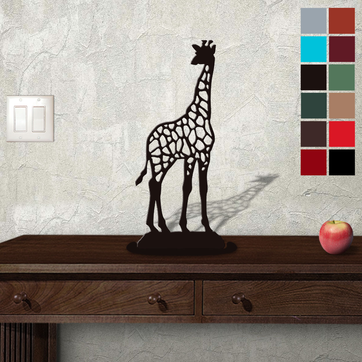 623425 - Tabletop Metal Sculpture - 8in W x 18in H - Giraffe - Choose Color