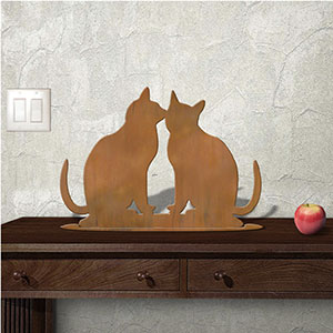 623453r - Tabletop Art - 24in x 17in - Cat Lovers - Rust Patina