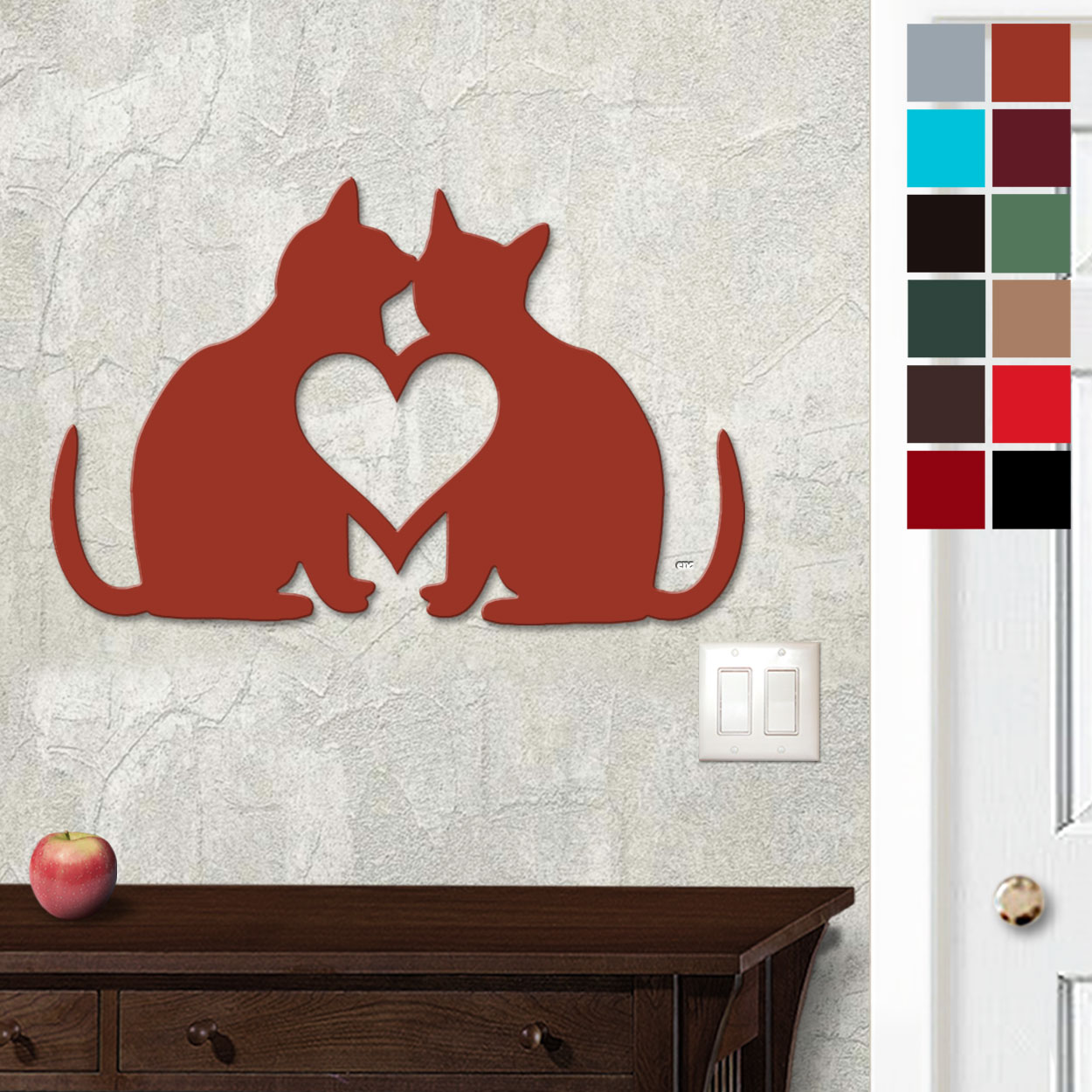 625007 - 18 or 24in Metal Wall Art - Cat Lovers - Choose Color