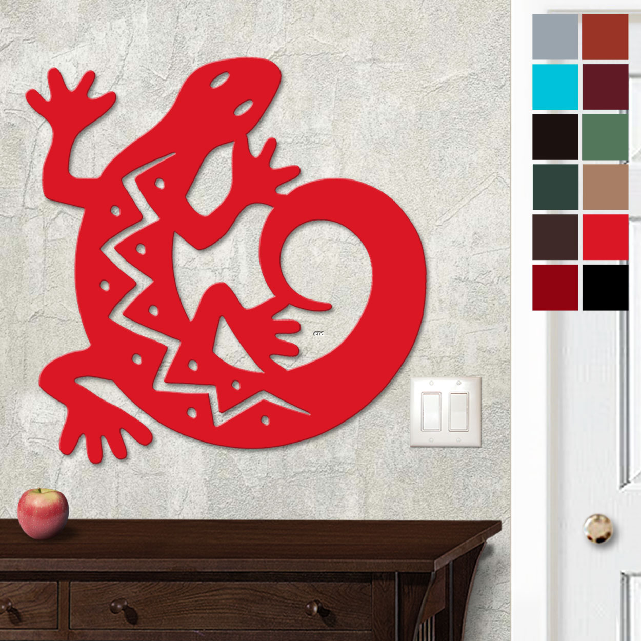625009 - 18in or 24in Floating Metal Wall Art - C Gecko - Choose Color