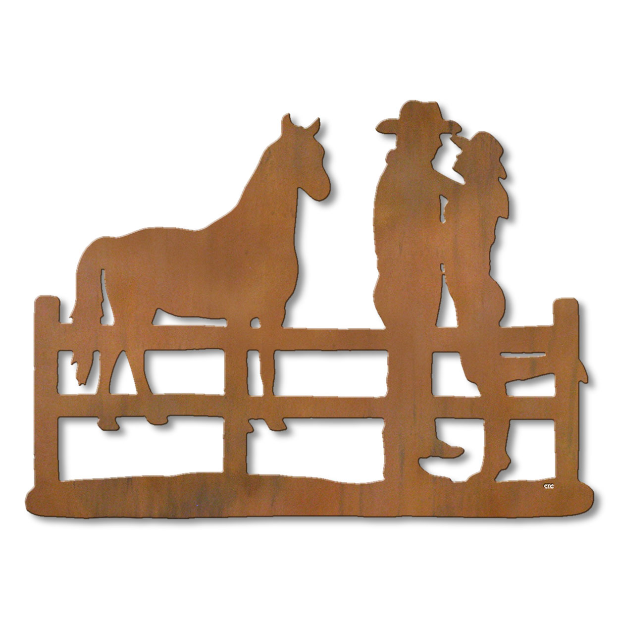 625010r - 18 or 24in Metal Wall Art - Cowboy Corral - Rust Patina