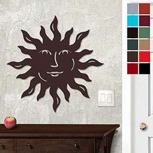 625015 - 18 or 24in Metal Wall Art - Happy Sun Face - Choose Color