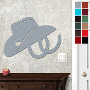 625016 - 18 or 24in Wall Art - Hat And Horseshoes - Choose Color